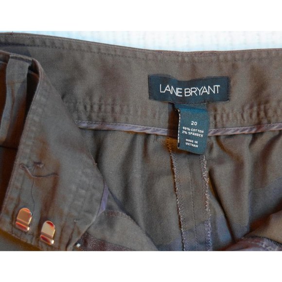 Size 20 Lane Bryant Cool Brown Capri Crop Pants Capris Pedal Pushers Vented Leg - Picture 5 of 6